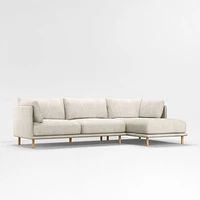 Wells 2-Piece Chaise Sectional Sofa with Natural Leg Finish