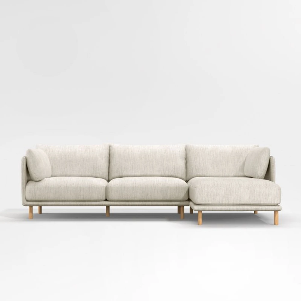 Wells 2-Piece Chaise Sectional Sofa with Natural Leg Finish