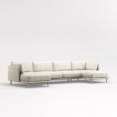 Wells -Piece U-Shaped Sectional Sofa with Natural Leg Finish