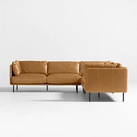 Wells Leather 3-Piece L-Shaped Sectional Sofa