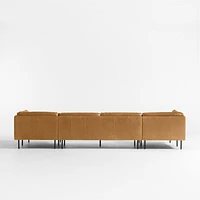 Wells Leather 3-Piece Double-Chaise Sectional Sofa