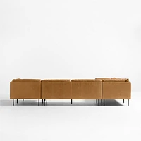 Wells Leather 4-Piece Corner Sectional Sofa with Chaise Lounge