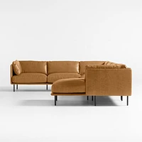 Wells Leather 4-Piece Corner Sectional Sofa with Chaise Lounge