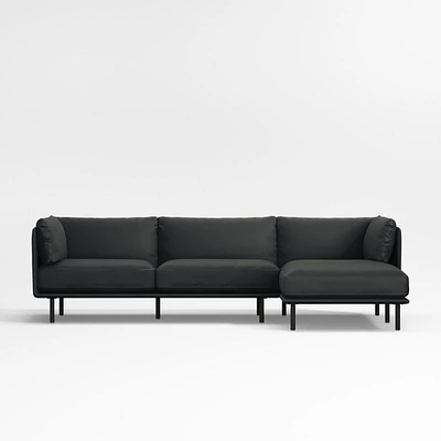 Wells Vegan Silicone Leather 2-Piece Chaise Sectional Sofa