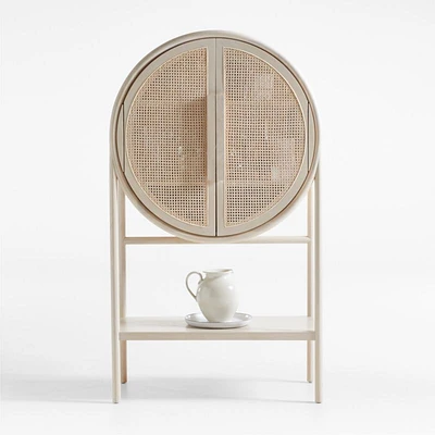 West Whitewash Cane Bar Cabinet by Leanne Ford