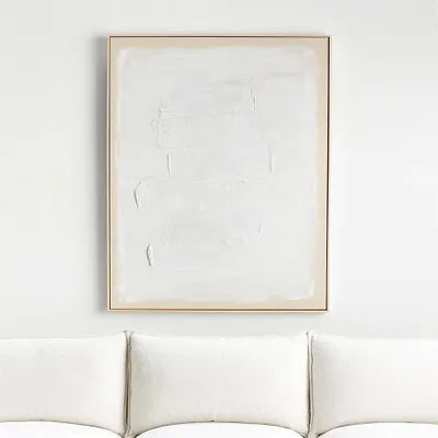 "White Block" Framed Hand-Painted Canvas Wall Art 41"x51"