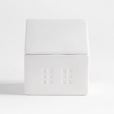 White Ceramic House -Wick Holiday Scented Candle