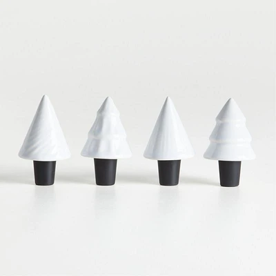 White Ceramic Tree Wine Stoppers, Set of 4