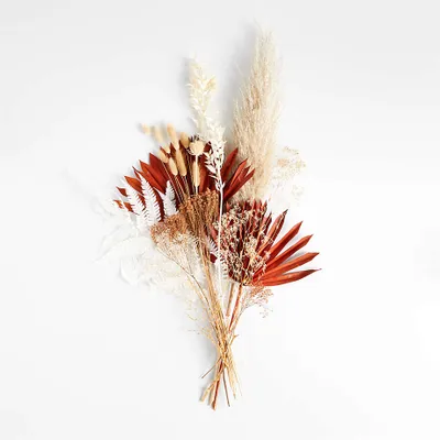 White Fern and Rust Palm Dried Bouquet 26"