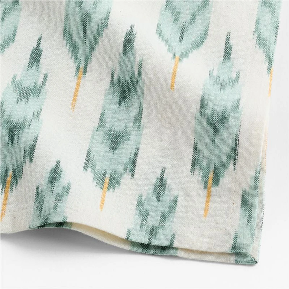 White Ikat Printed Linen Napkin