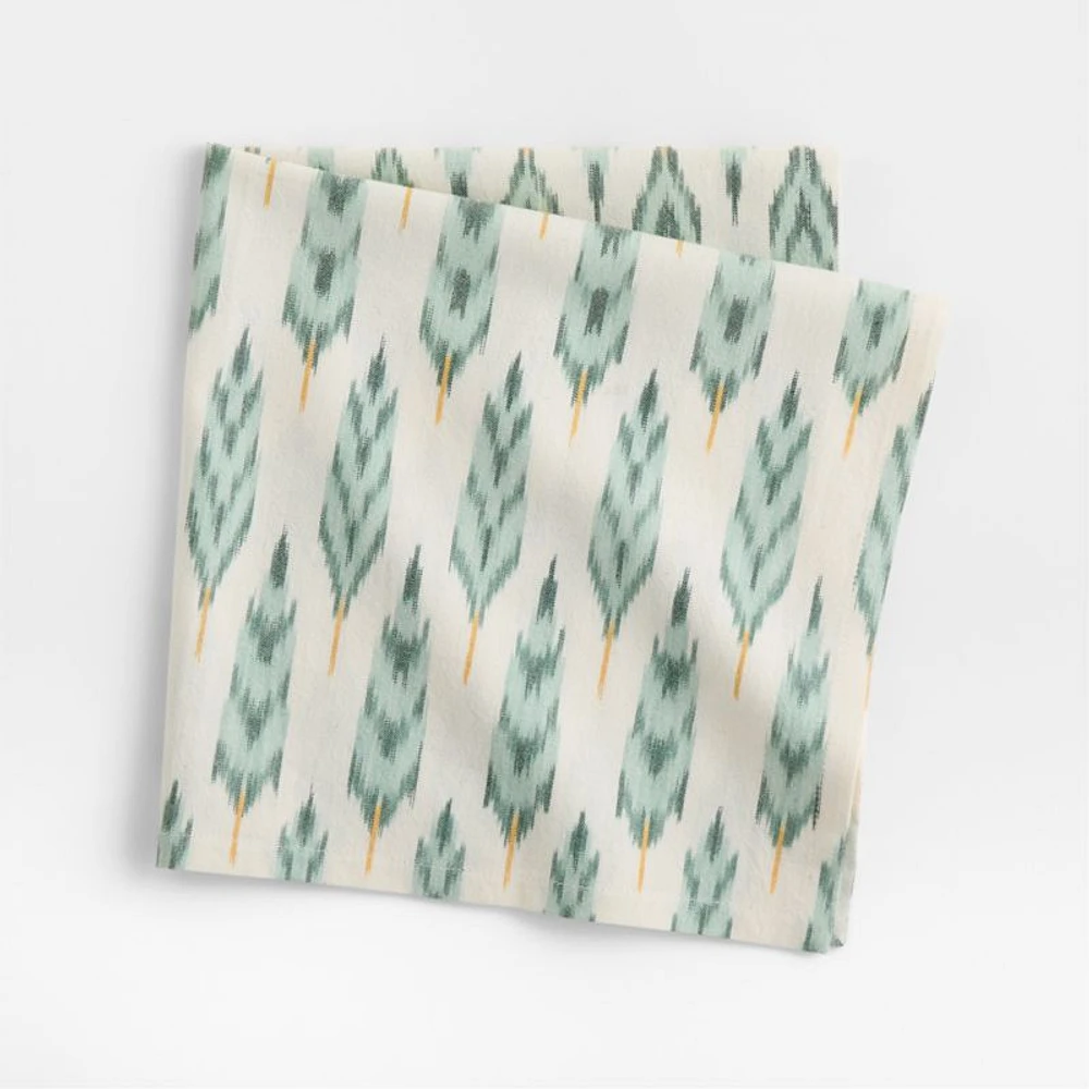 White Ikat Printed Linen Napkin
