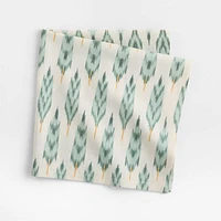 White Ikat Printed Linen Napkin