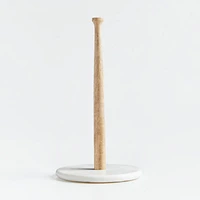 White Marble and Wood Paper Towel Holder