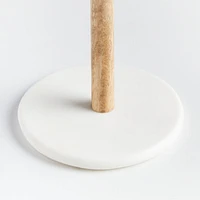 White Marble and Wood Paper Towel Holder