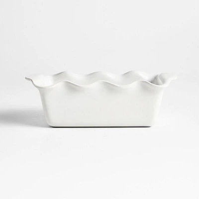 White Ruffled Ceramic Bread Loaf Pan