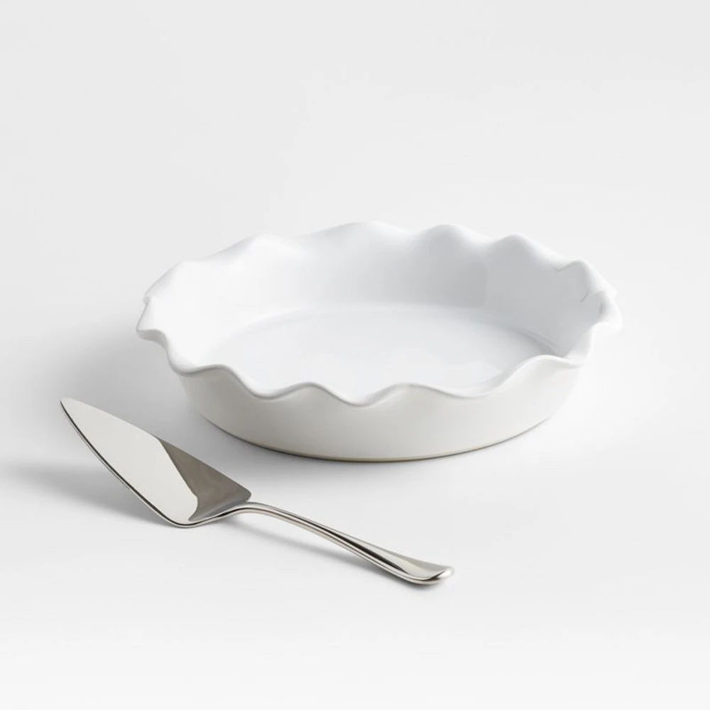 White Ruff Pie Dish Server Set