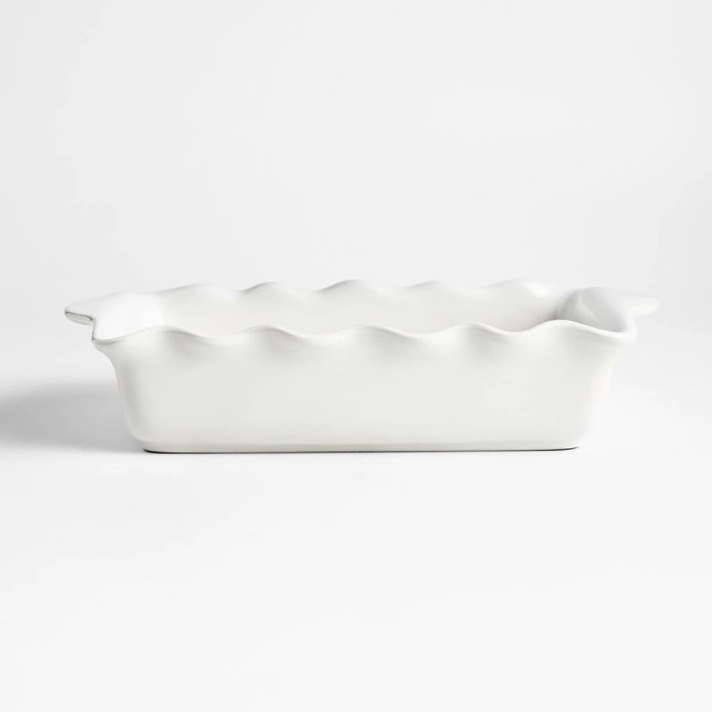 9" x 13" White Ruffled Ceramic Baking Dish