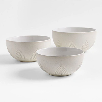 White Trees Stoneware Mixing Bowls, Set of 3