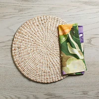 Round Whitewashed Water Hyacinth Placemat