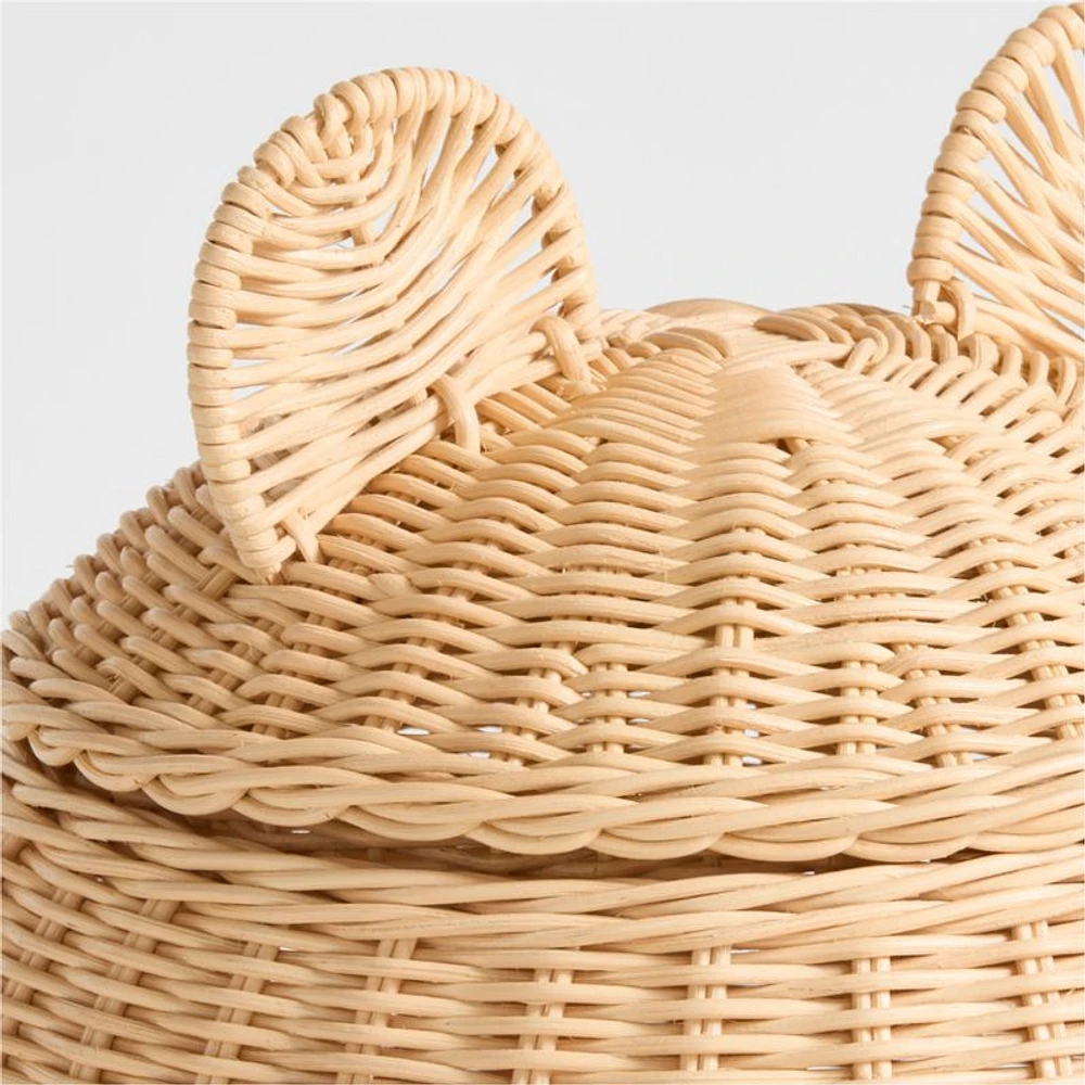 Small Wicker Bear Floor Storage Basket