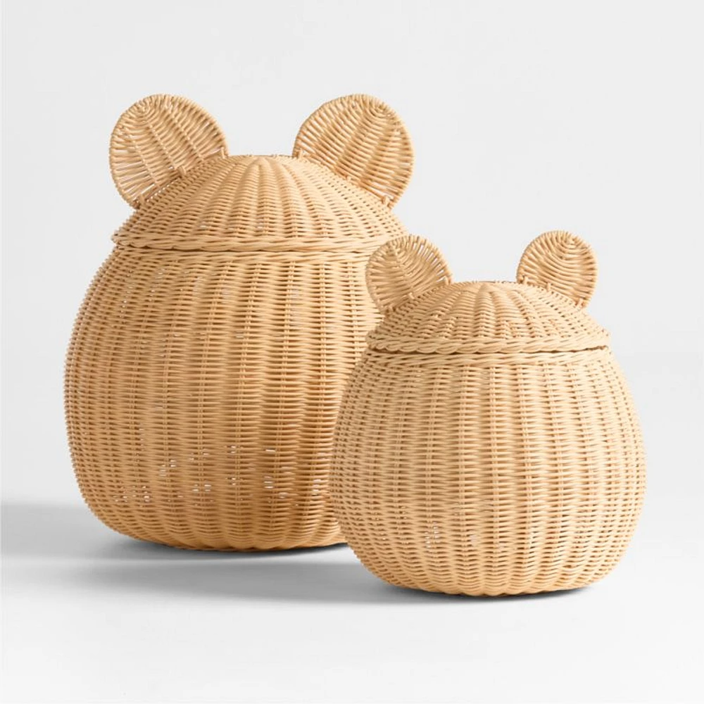 Small Wicker Bear Floor Storage Basket