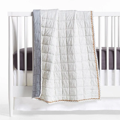 Windowpane Plaid Organic Cotton Baby Crib Quilt