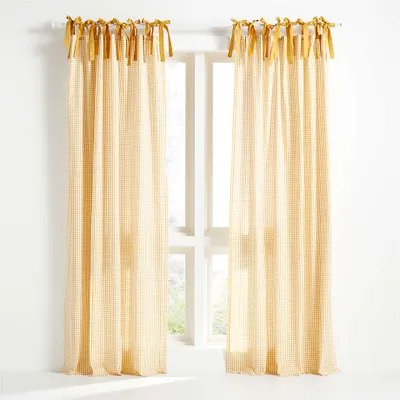 63" Organic Cotton Windowpane Plaid Curtain Panel