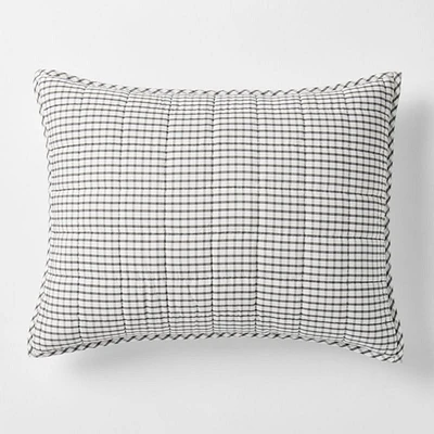 Kids Grey Windowpane Plaid Cotton Pillow Sham