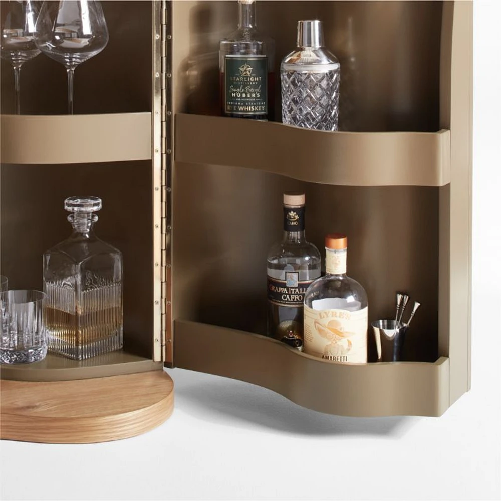 Winslow Natural Oak Wood Bar Cabinet by Jake Arnold