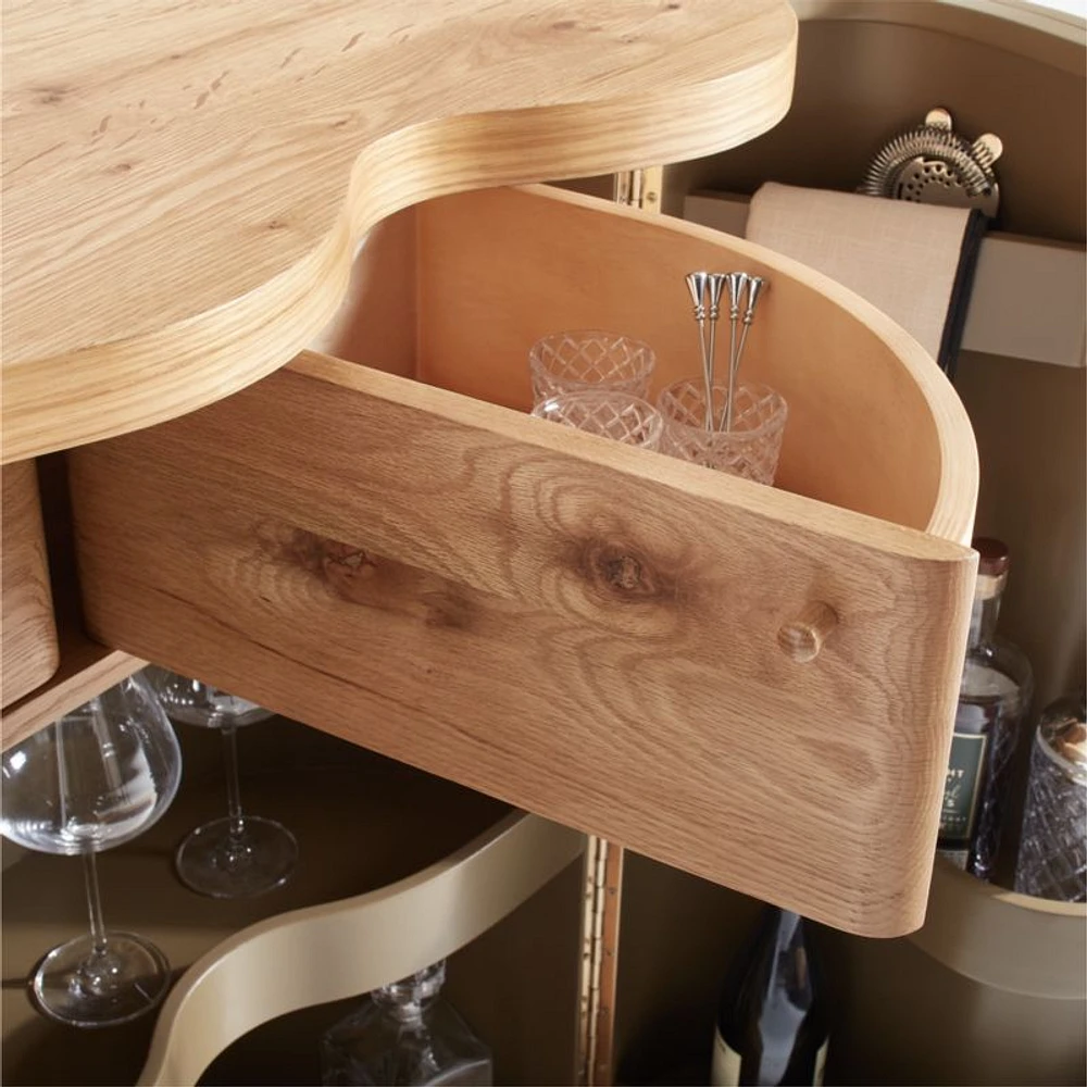 Winslow Natural Oak Wood Bar Cabinet by Jake Arnold