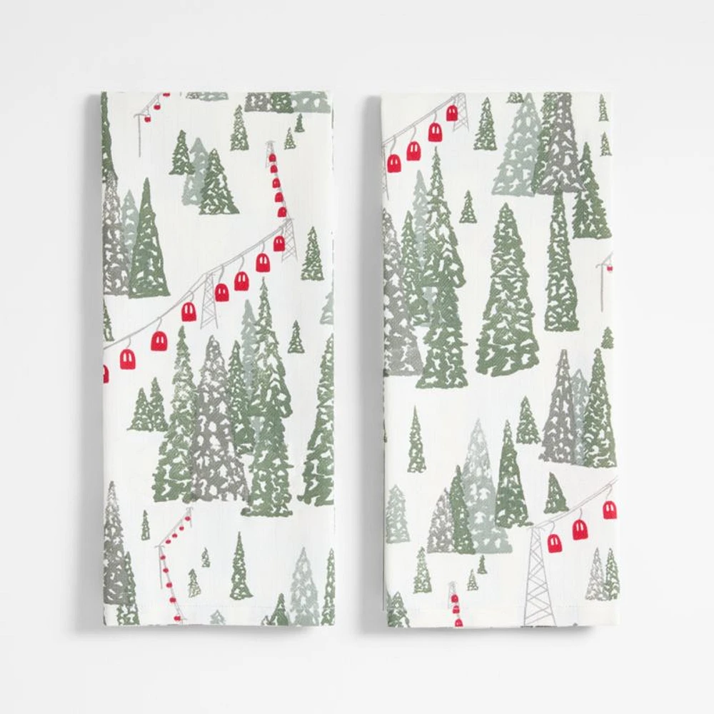 Winter Gondola Organic Cotton Kitchen Towels, Set of 2