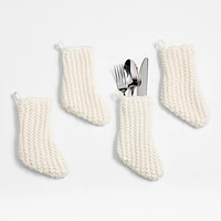 Winter White Knit Flatware Stockings, Set of 4
