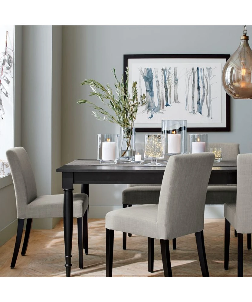 Lowe Pewter Grey Upholstered Dining Chair with Ebony Wood Legs, Set of 4