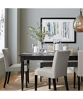 Lowe Pewter Grey Upholstered Dining Chair with Ebony Wood Legs, Set of 4