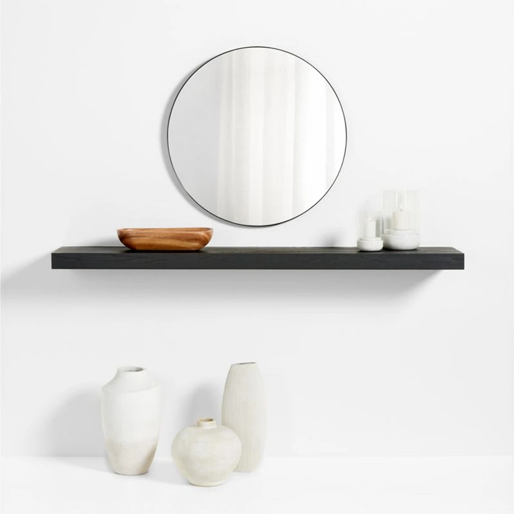 Black Elm Wood Floating Shelf 66"