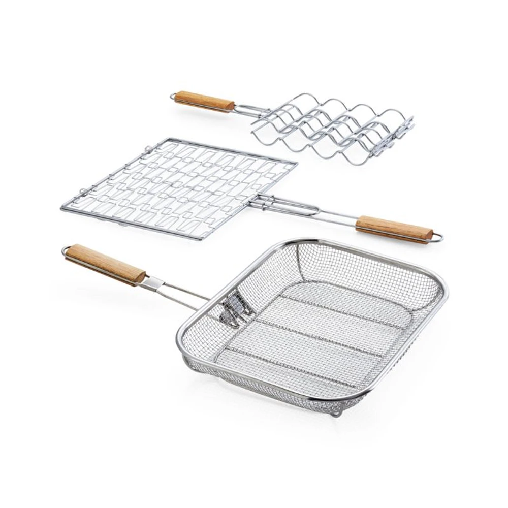 Mesh Grill Basket with Wood Handle