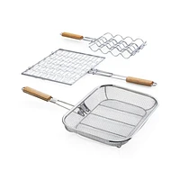 Mesh Grill Basket with Wood Handle
