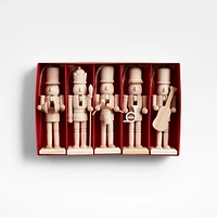 Wood Nutcracker Christmas Tree Ornaments, Set of 5