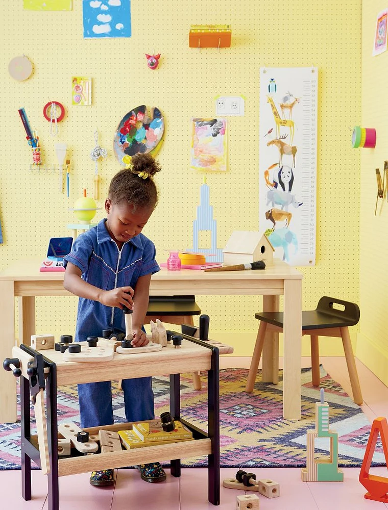 Large Natural Adjustable Kids Table, Leg Set and Paper Roll