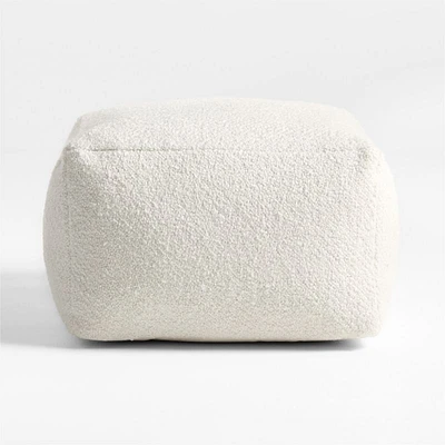 Woven Solid Arctic Ivory Performance 22"x22" Pouf Ottoman