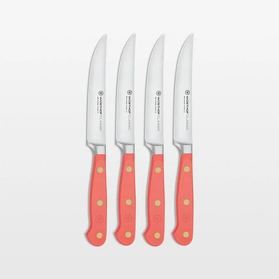 Wusthof Classic Color Coral Peach 4.5" Steak Knives, Set of 4