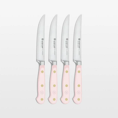 Wusthof Classic Color Pink Himalayan Salt 4.5" Steak Knives, Set of 4