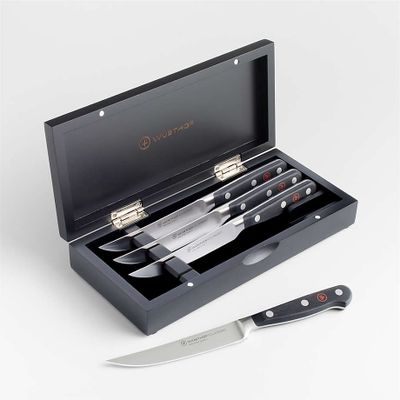 Jean Dubost Laguiole New Age Black Steak Knives, Set of 4 +