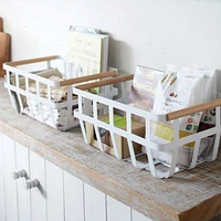 Yamazaki Tosca White Dual-Handle Storage Basket