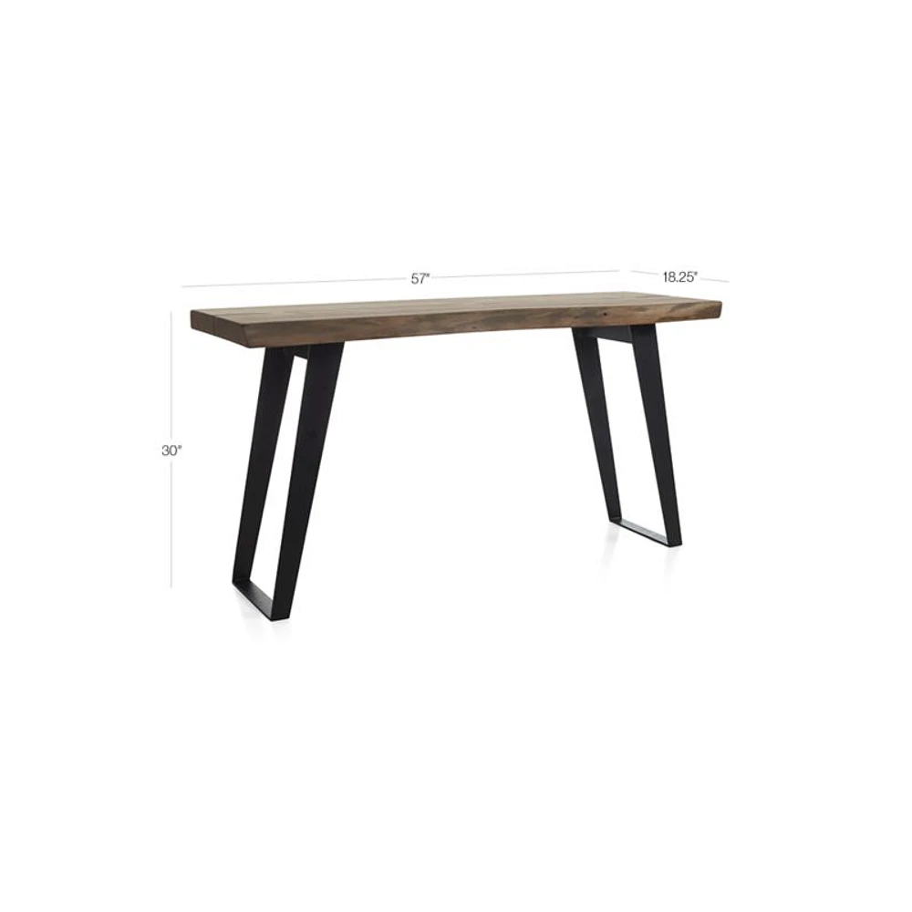Yukon 57" Rectangular Warm Acacia Live Edge Solid Wood and Metal Console Table