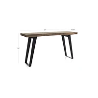 Yukon 57" Rectangular Warm Acacia Live Edge Solid Wood and Metal Console Table