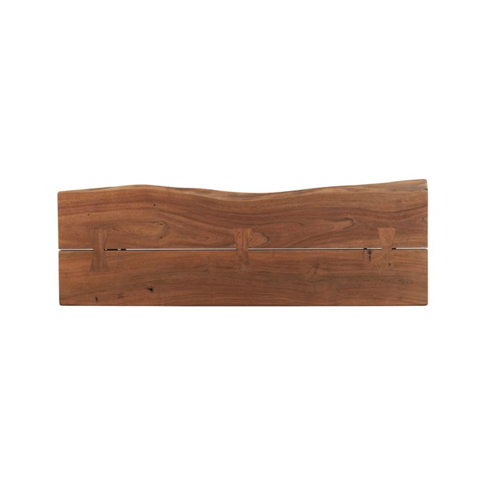 Yukon 57" Rectangular Warm Acacia Live Edge Solid Wood and Metal Console Table