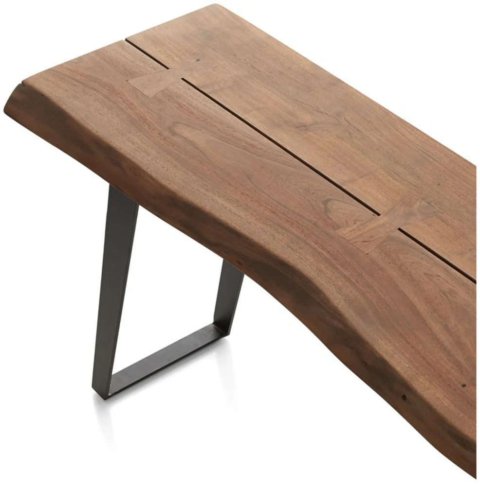 Yukon 57" Rectangular Warm Acacia Live Edge Solid Wood and Metal Console Table