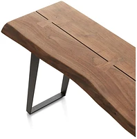 Yukon 57" Rectangular Warm Acacia Live Edge Solid Wood and Metal Console Table