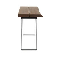 Yukon 57" Rectangular Warm Acacia Live Edge Solid Wood and Metal Console Table